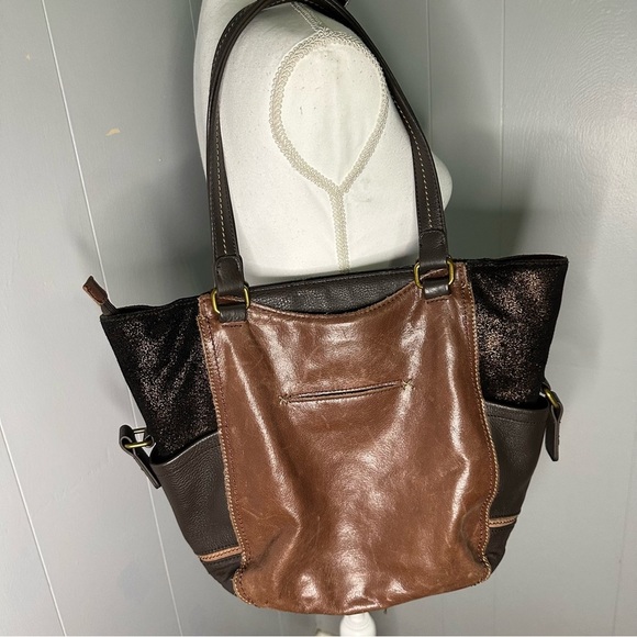 The Sak Leather Patchwork Tote Bag Boho Slouchy Shoulder Purse - Picture 4 of 6